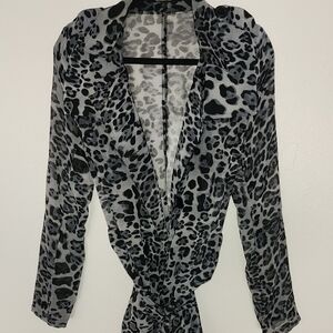 Chic Leopard Print Sheer Top